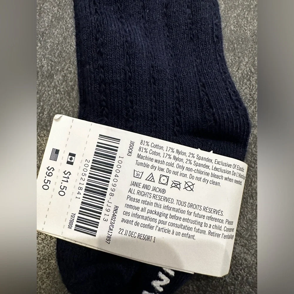 Janie and Jack Baby Navy Ribbed Socks